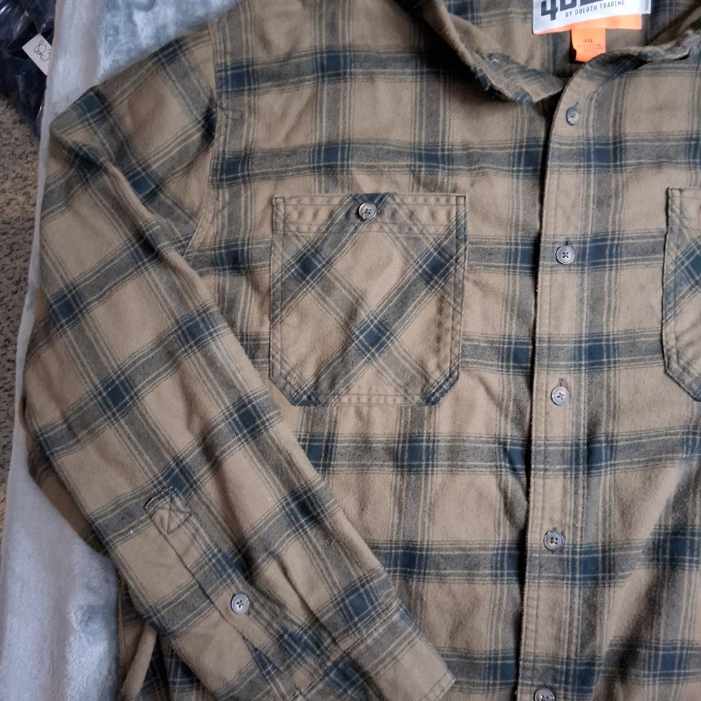 Mens 3XL 40 Grit Duluth‎ Trading Shirt long sleeve 40 Grit Brown Plaid - Picture 3 of 13